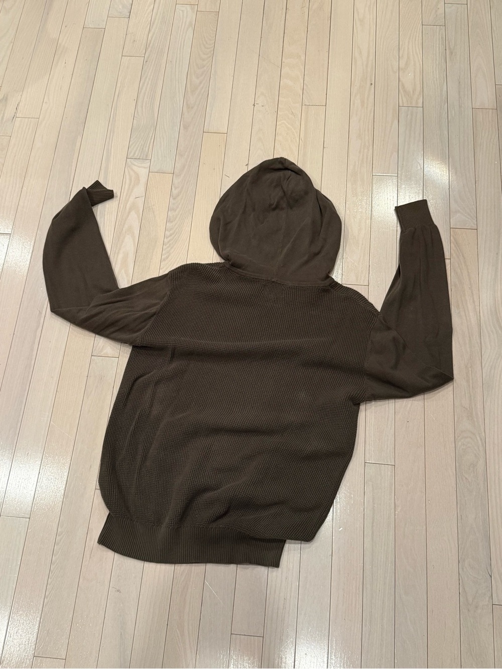 Carbon Olive Green Knit Hoodie - Picture 2 of 4